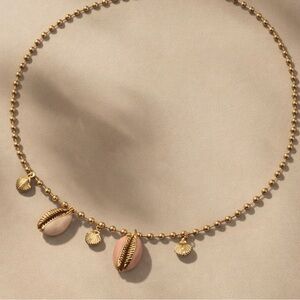 Gold Shell Charm Necklace  Boho Jewelry